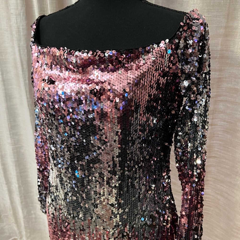 Sequin mini dress silver and rose